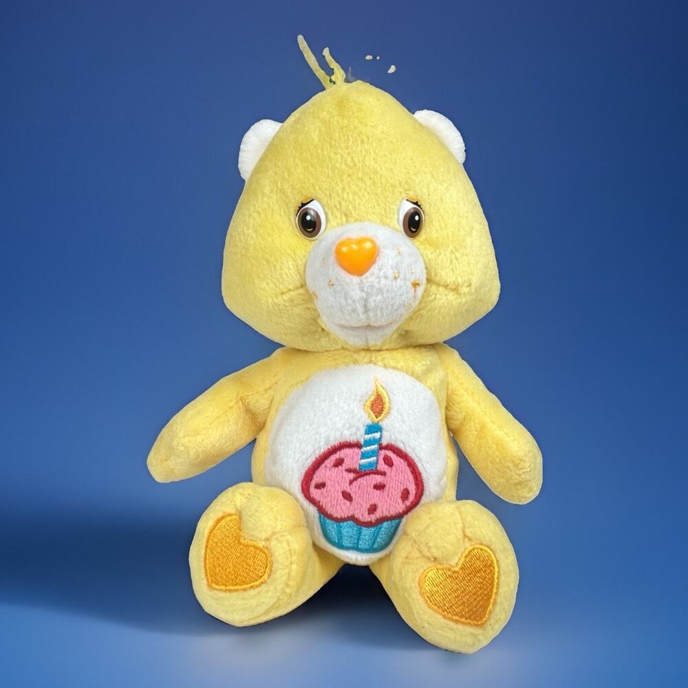 Vintage 2003 Care Bears Birthday Bear Yellow Plush Cupcake